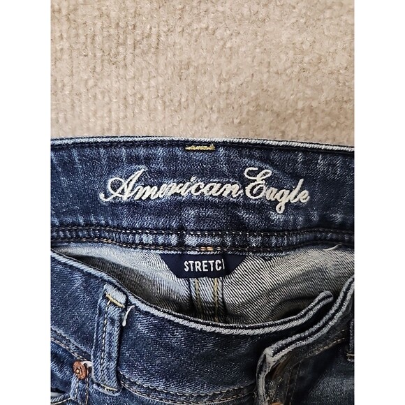 American Eagle Original Boot Cut Jeans Womens 10 Short Blue Dark Wash Stretch - Picture 6 of 8